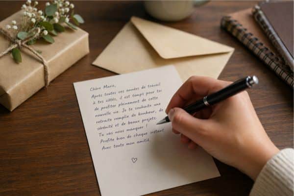 Lettre et cadeau pour la retraite