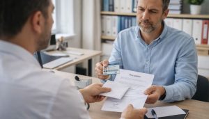 Échange de documents officiels en bureau