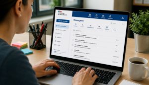 Bureau moderne avec messagerie ouverte